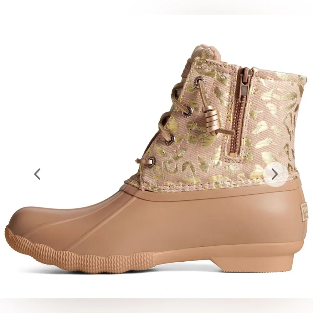 Sperry Tan and Gold Duck Boots
